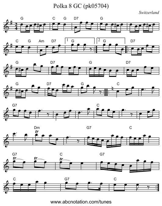 Polka 8 GC (pk05704) - staff notation
