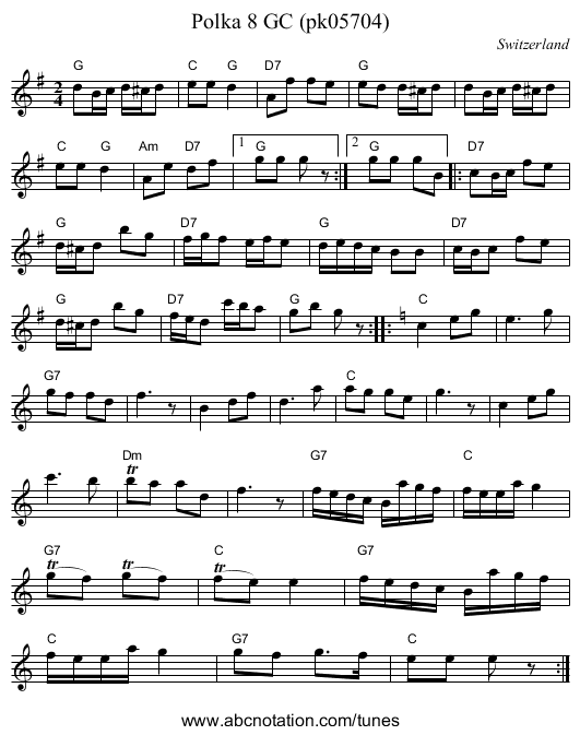 Polka 8 GC (pk05704) - staff notation