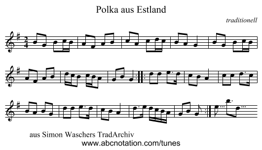 Polka aus Estland - staff notation