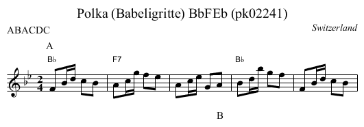 Polka (Babeligritte) BbFEb (pk02241) - staff notation