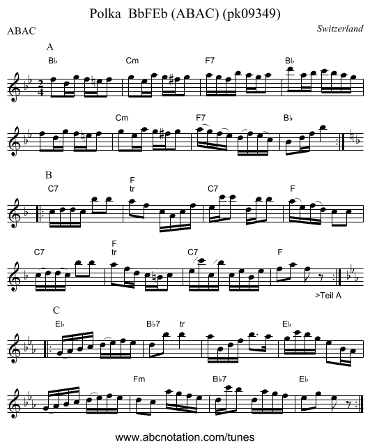 Polka BbFEb (ABAC) (pk09349) - staff notation