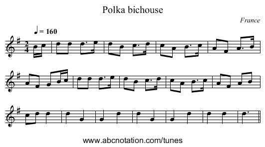 Polka bichouse - staff notation