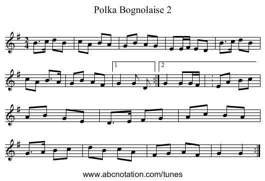 Polka Bognolaise 2 - staff notation