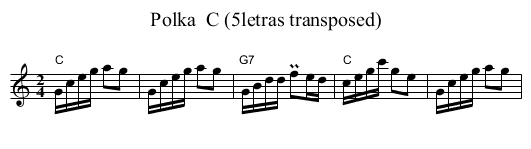 Polka  C (5letras transposed) - staff notation