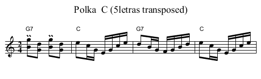 Polka  C (5letras transposed) - staff notation