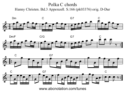 Polka C chords - staff notation