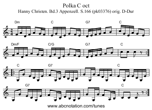 Polka C oct - staff notation