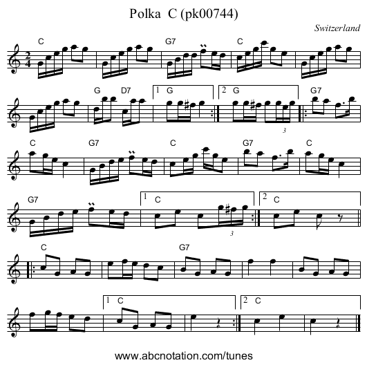 Polka  C (pk00744) - staff notation
