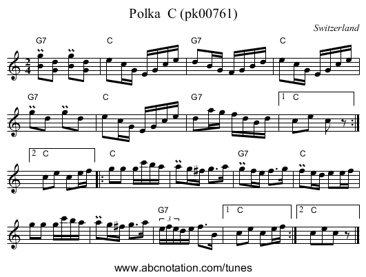 Polka  C (pk00761) - staff notation
