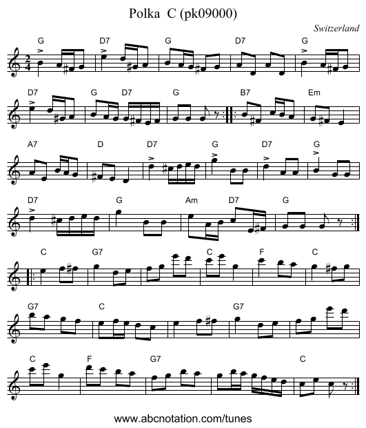 Polka C (pk09000) - staff notation