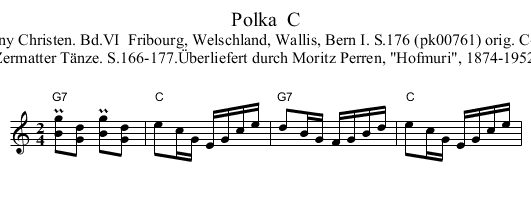 Polka  C - staff notation