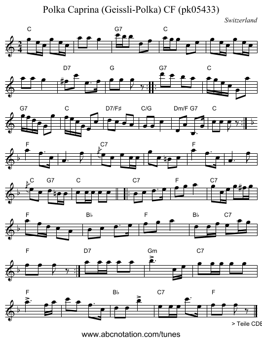 Polka Caprina (Geissli-Polka) CF (pk05433) - staff notation
