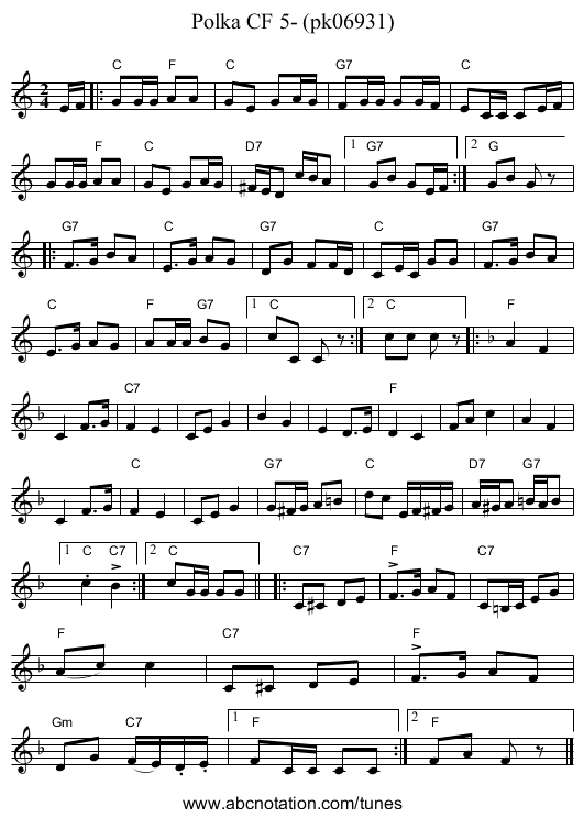 Polka CF 5- (pk06931) - staff notation