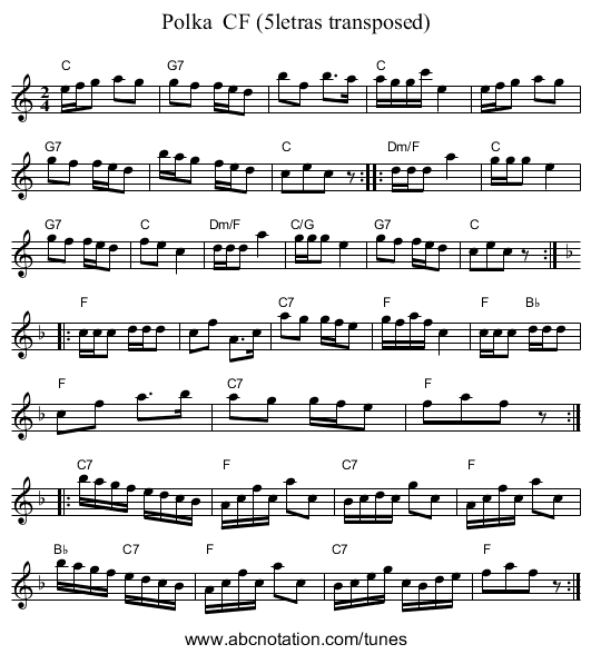 Polka  CF (5letras transposed) - staff notation
