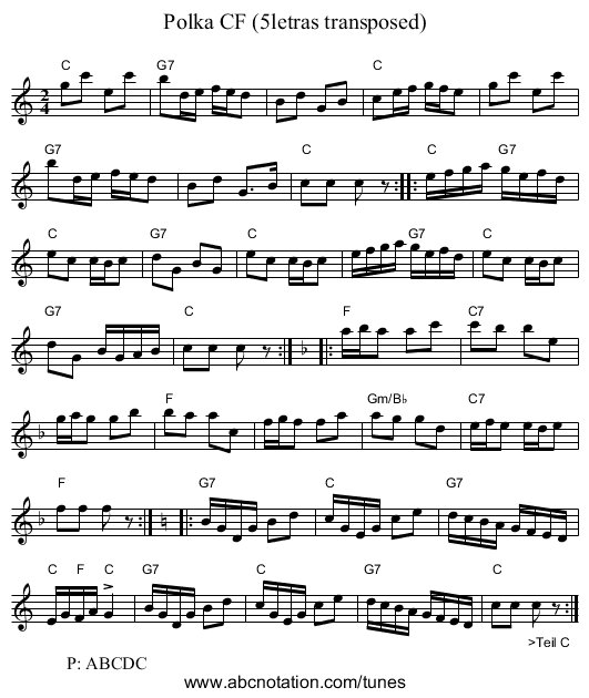 Polka CF (5letras transposed) - staff notation