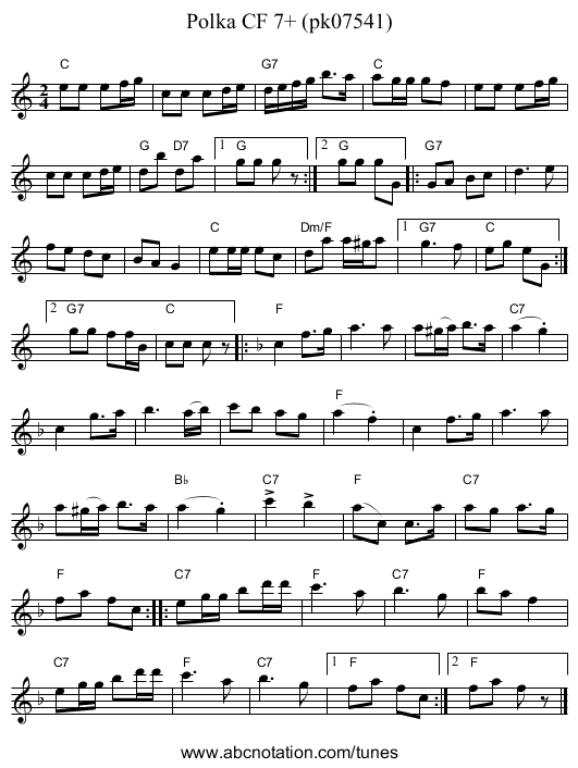 Polka CF 7+ (pk07541) - staff notation