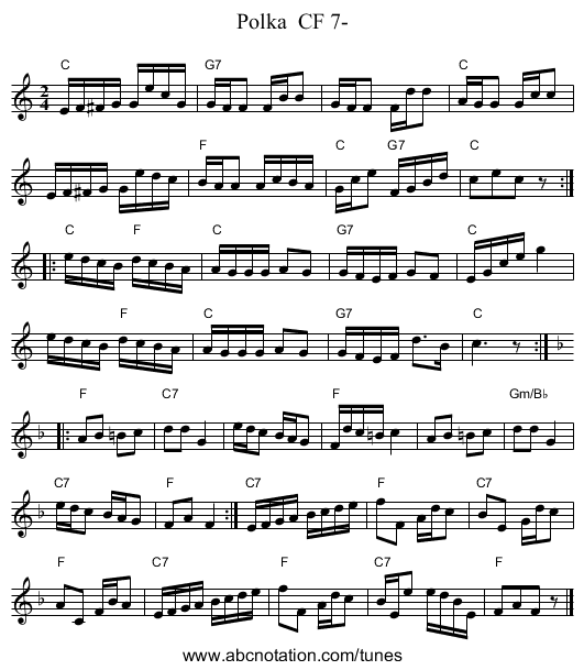 Polka  CF 7- - staff notation