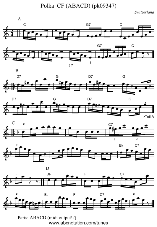 Polka  CF (ABACD) (pk09347) - staff notation