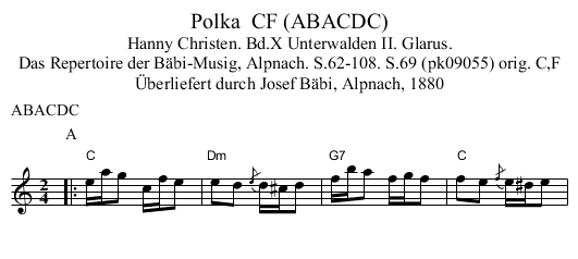 Polka  CF (ABACDC) - staff notation