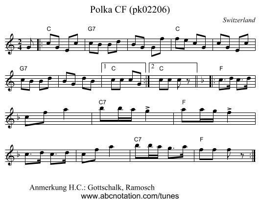 Polka CF (pk02206) - staff notation