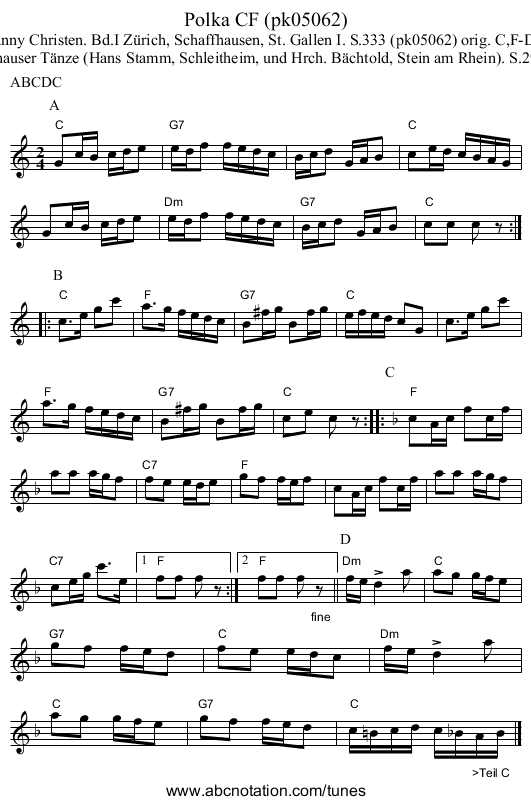 Polka CF (pk05062) - staff notation