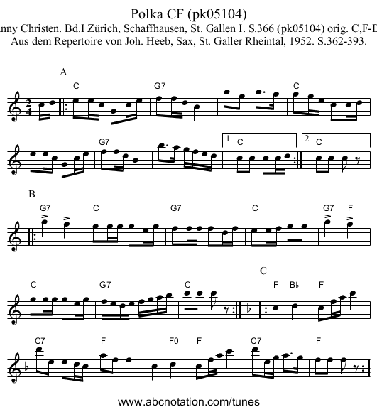 Polka CF (pk05104) - staff notation