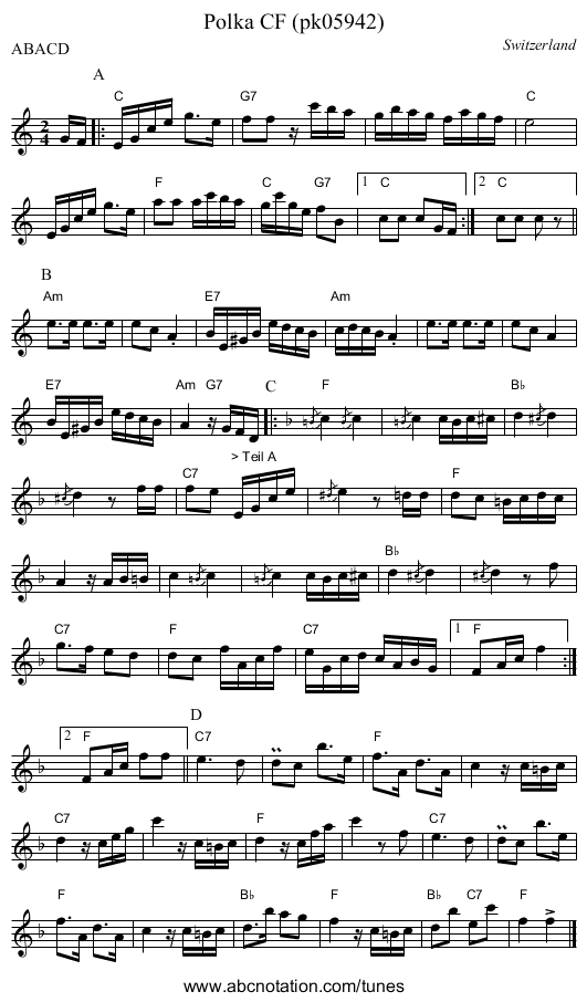 Polka CF (pk05942) - staff notation
