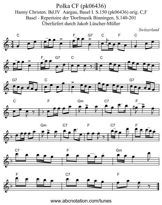 Polka CF (pk06436) - staff notation