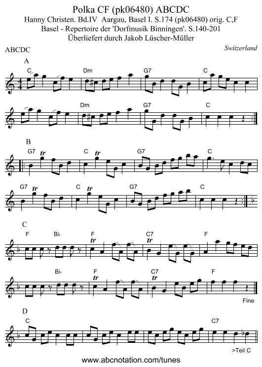 Polka CF (pk06480) ABCDC - staff notation