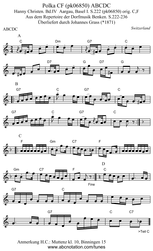 Polka CF (pk06850) ABCDC - staff notation