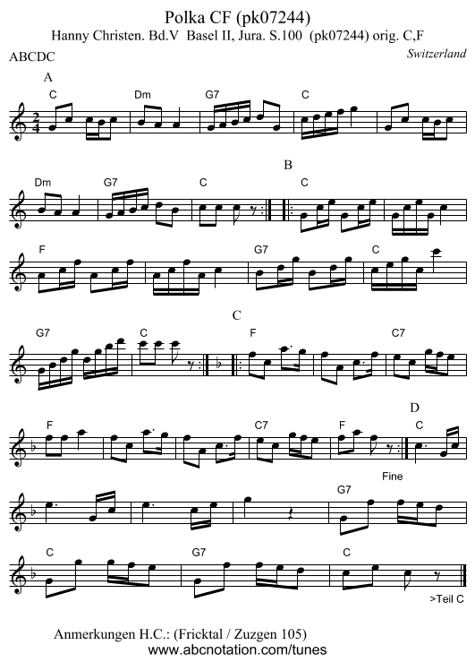 Polka CF (pk07244) - staff notation