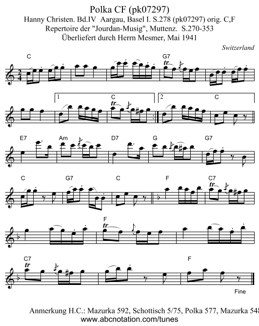 Polka CF (pk07297) - staff notation
