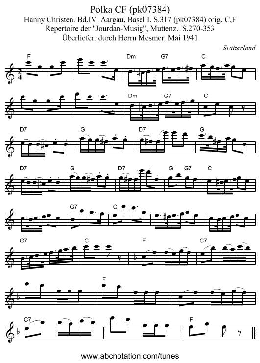 Polka CF (pk07384) - staff notation