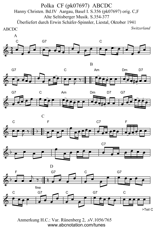 Polka  CF (pk07697)  ABCDC - staff notation