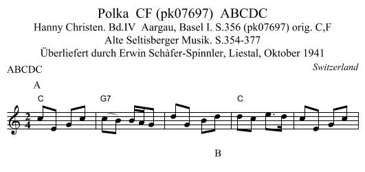 Polka  CF (pk07697)  ABCDC - staff notation