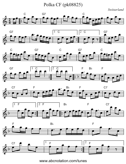 Polka CF (pk08825) - staff notation