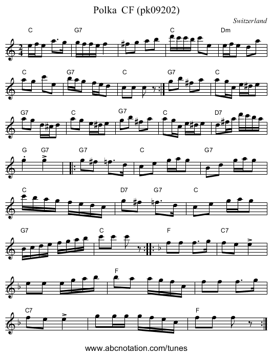 Polka  CF (pk09202) - staff notation
