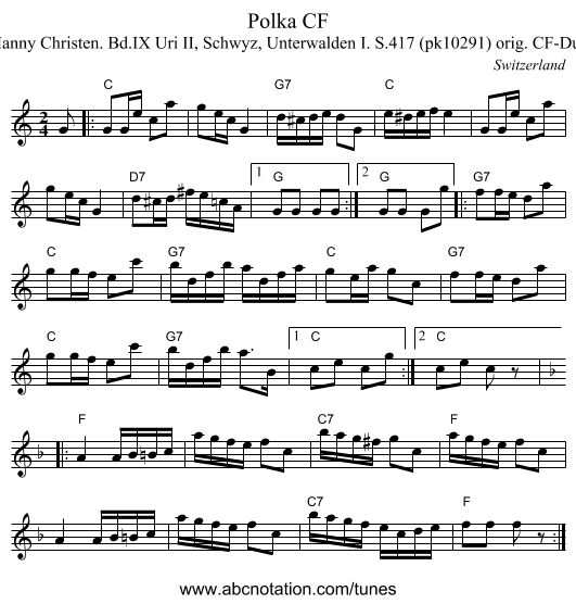 Polka CF - staff notation
