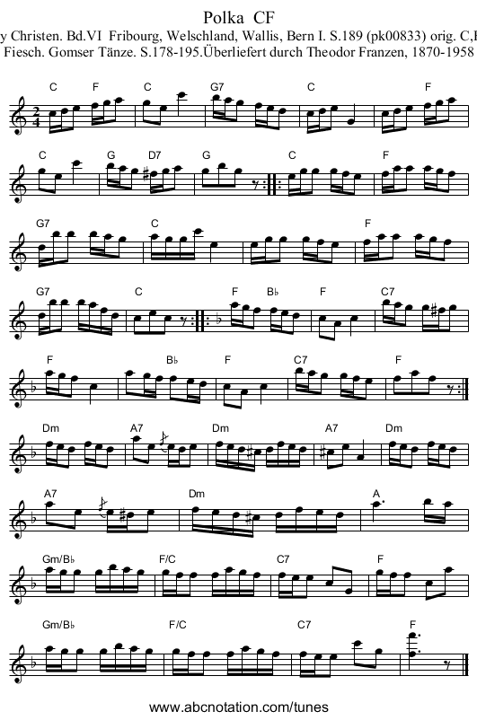 Polka  CF - staff notation