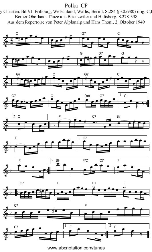 Polka  CF - staff notation