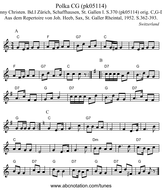 Polka CG (pk05114) - staff notation