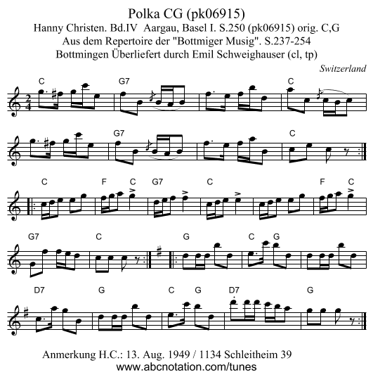 Polka CG (pk06915) - staff notation