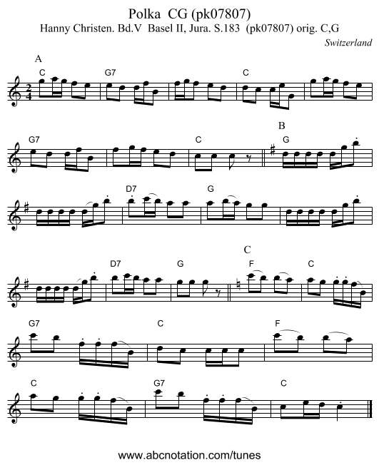 Polka  CG (pk07807) - staff notation