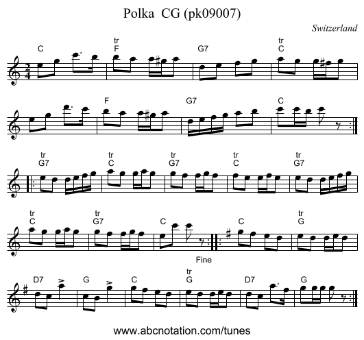 Polka  CG (pk09007) - staff notation