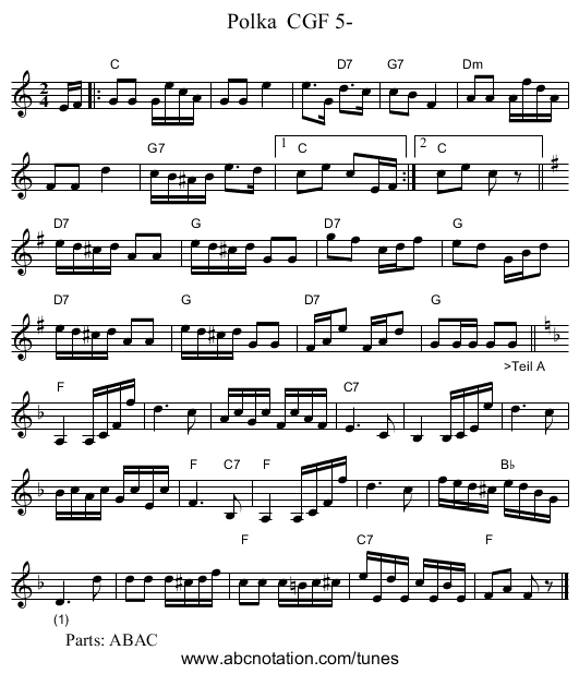 Polka  CGF 5- - staff notation