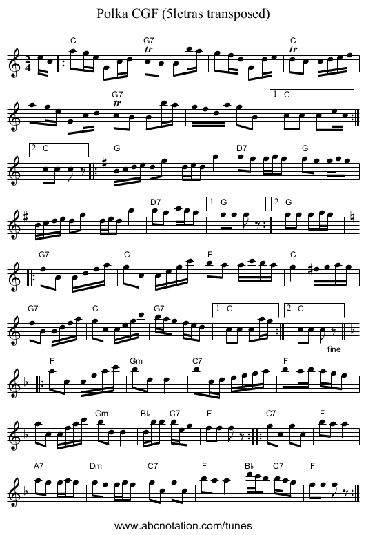 Polka CGF (5letras transposed) - staff notation