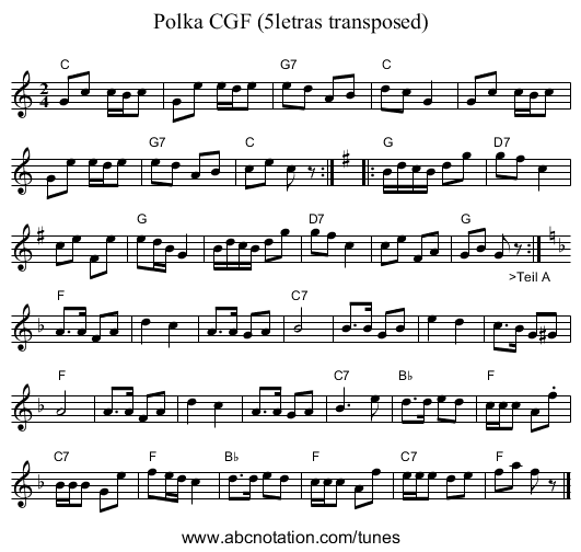 Polka CGF (5letras transposed) - staff notation