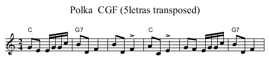 Polka  CGF (5letras transposed) - staff notation