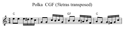 Polka  CGF (5letras transposed) - staff notation