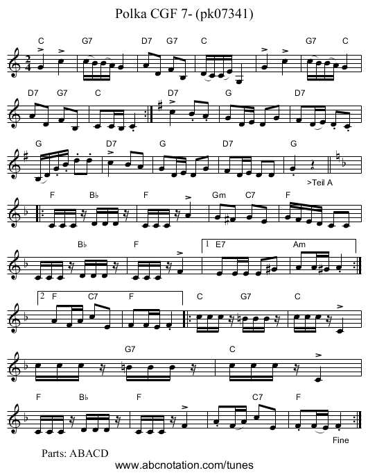 Polka CGF 7- (pk07341) - staff notation